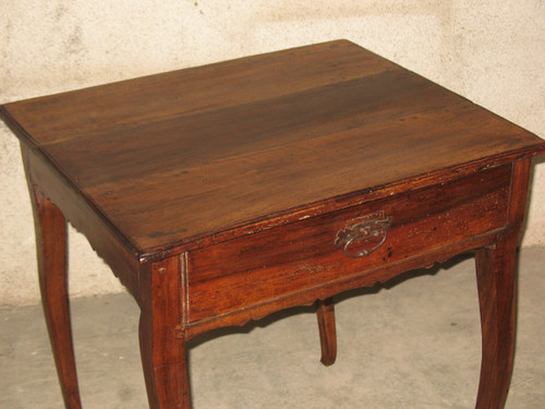 Small writing desk Louis XV period 18th century in walnut with a large drawer