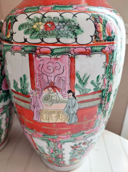 Paire de vases en porcelaine Chinoise de Macau fin 19ème