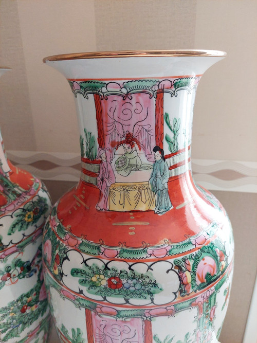 Paire de vases en porcelaine Chinoise de Macau fin 19ème