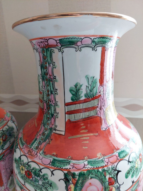 Paire de vases en porcelaine Chinoise de Macau fin 19ème