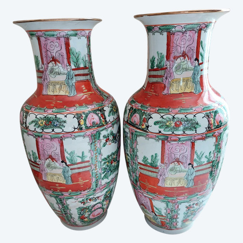 Paire de vases en porcelaine Chinoise de Macau fin 19ème