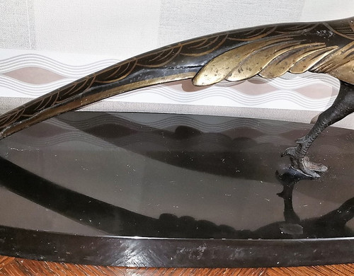 Art Deco sculpture of a gilded pheasant on a marble base, signed ( Salvatore Mélanie )