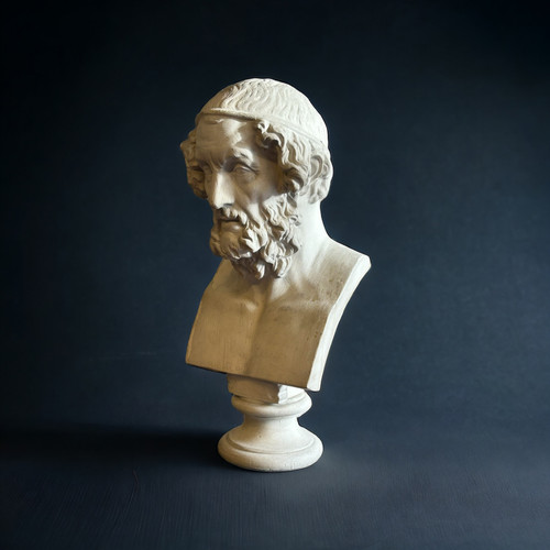 Large 19th Century Plaster Bust Of Homer Greek Philosopher. H 66 Cm