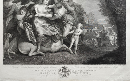 Gravure Mythologique d'Après Véronèse Enlèvement d'Europe 