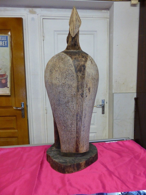 Early 20th century African wooden sculpture of a Senoufo calao bird from Ivory Coast