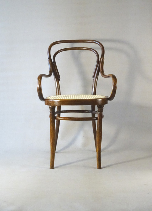 Fauteuil bistrot canné N°14 , par Hofmann 1895, Art nouveau . no Thonet