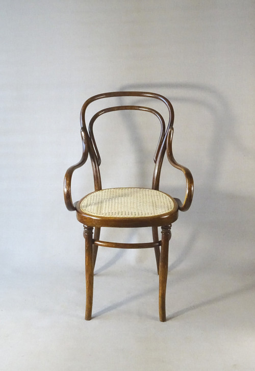 Fauteuil bistrot canné N°14 , par Hofmann 1895, Art nouveau . no Thonet