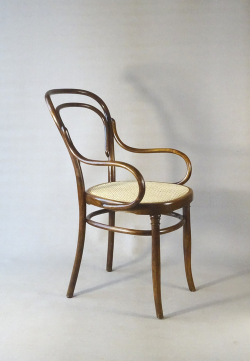 Fauteuil bistrot canné N°14 , par Hofmann 1895, Art nouveau . no Thonet