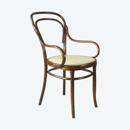 Fauteuil bistrot canné N°14 , par Hofmann 1895, Art nouveau . no Thonet