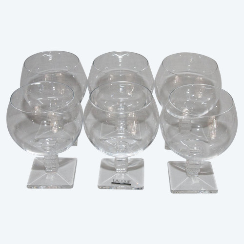 Set Of 6 Argos Lalique Burgundy Glasses