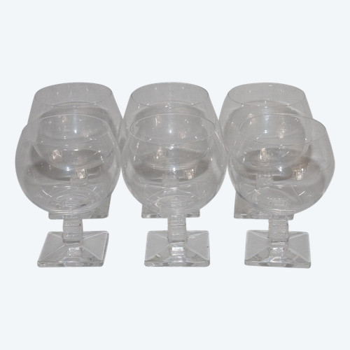  Series Of 6 Lalique Argos Crystal Glasses