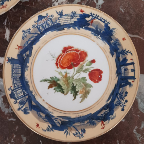 Paris, Restoration period, Louis Philippe - pair of dessert plates - porcelain