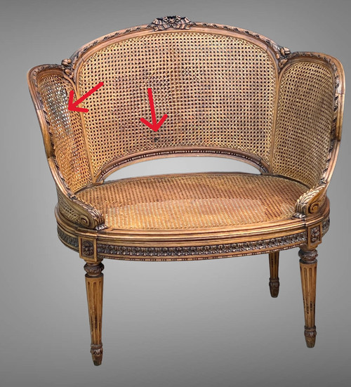 PAIRE DE GRANDS ET LARGES FAUTEUILS CANNÉS EN NOYER DU XIXe DE STYLE LOUIS XVI