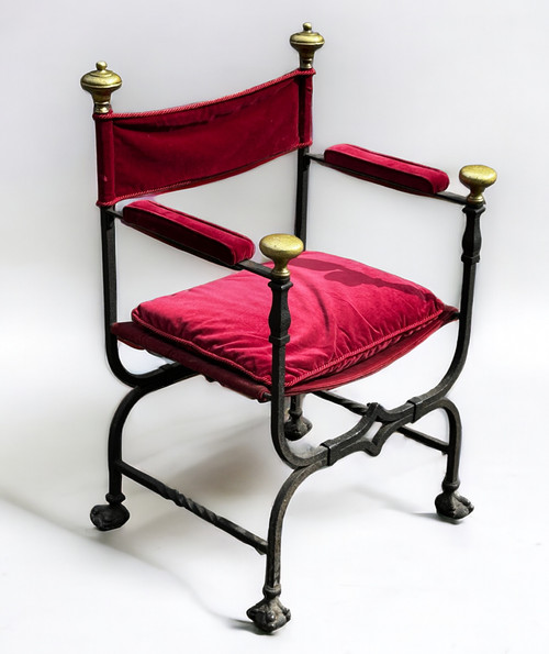 Curule Armchair In Iron And Bronze In The Style Of The 17th Century 20th Century - X Armchair 