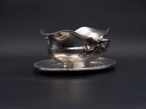 Gravy Boat in Solid Silver, Late 19th / Early 20th Century