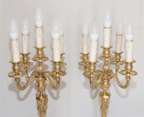 Pair Of Gilt Bronze Candlesticks Napoleon III Period