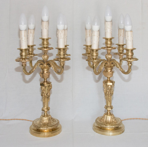 Pair Of Gilt Bronze Candlesticks Napoleon III Period