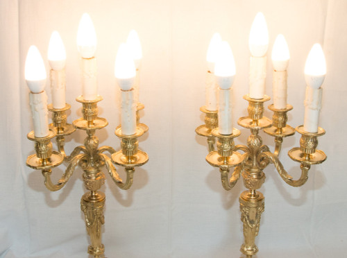 Pair Of Gilt Bronze Candlesticks Napoleon III Period