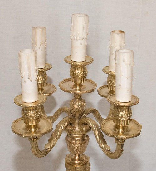 Pair Of Gilt Bronze Candlesticks Napoleon III Period