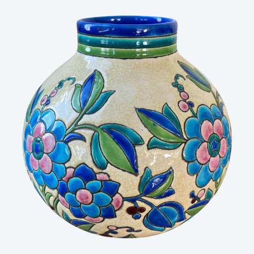 Vaso a sfera in smalto Karemis - Belgio - 1900