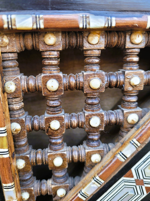 G Parvis, Console + Mirror In Marquetry, 19th Century