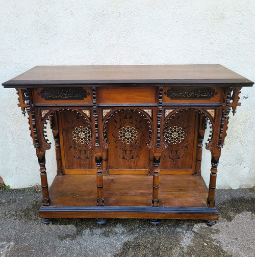 G Parvis, Console + Mirror In Marquetry, 19th Century