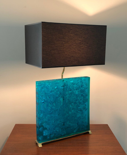 Lampes en résine fractale turquoise, années 80