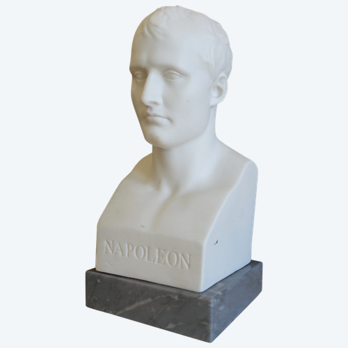 Bust of Napoleon Emperor in Hermès after Chaudet, Turquin blue marble porcelain biscuit