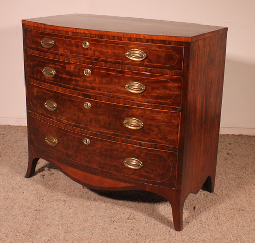 A Small Mahogany Chest Of Drawers With Inlays - 18th Century