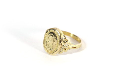 Geheimer Siegelring „I“ aus 18k Gold, Siegelring, Ring für Männer und Frauen, Öffnungsring, 