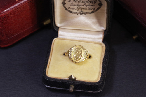 Geheimer Siegelring „I“ aus 18k Gold, Siegelring, Ring für Männer und Frauen, Öffnungsring, 