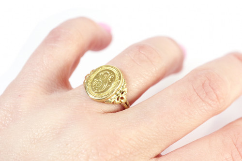 Geheimer Siegelring „I“ aus 18k Gold, Siegelring, Ring für Männer und Frauen, Öffnungsring, 