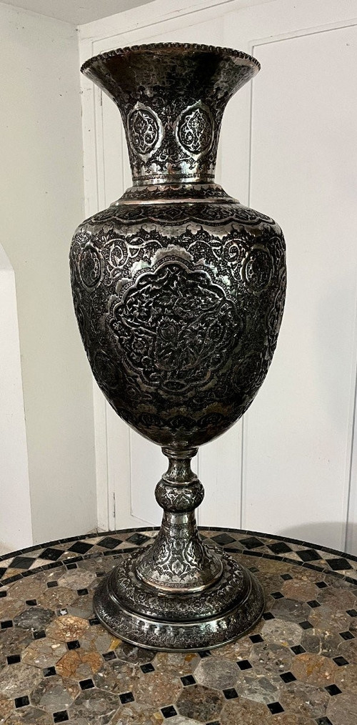 Very Large Antique Persian Silver Vase Islamic ... | Antikeo