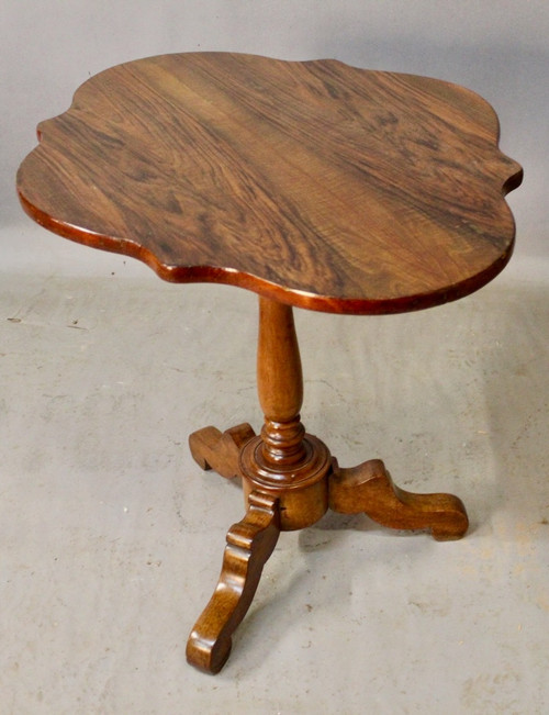 Violin Pedestal Table On Olive Tripod Stand 