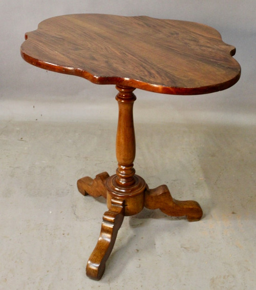 Violin Pedestal Table On Olive Tripod Stand 