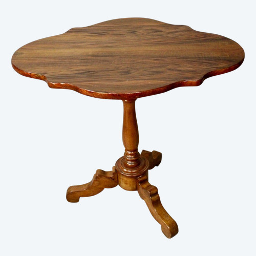 Violin Pedestal Table On Olive Tripod Stand 