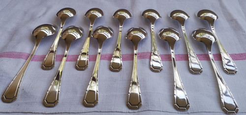 12 art deco dessert cutlery Alfénide goldsmiths (Christofle hallmarks)