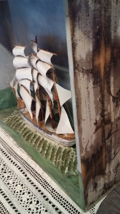 Diorama of a sailing boat late 19th century