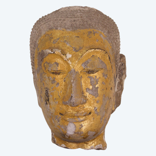 Buddha-Kopf aus Sandstein, Ayutthaya.