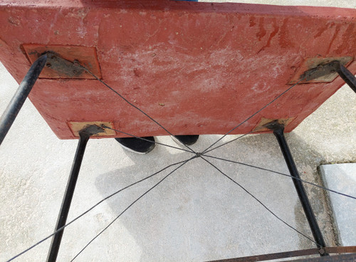 Iron coffee table from the 60's with 19th century Delft tile top