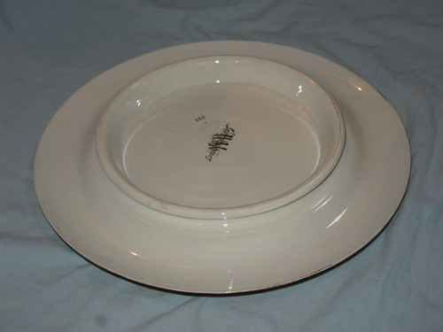 Large Sarreguemines earthenware umbilical dish 19th century Paul Utzschneider