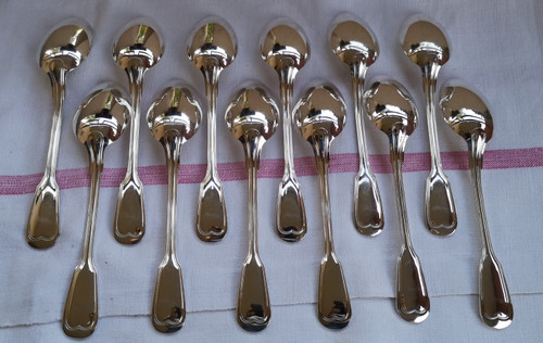 12 pieces of silver-plated flatware Filet orfèvrerie Saint-Médard model