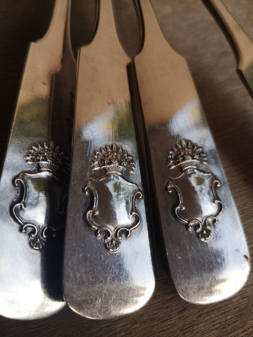 4 antique silver soup spoons 875 hallmark Russian silversmith Cyprian Labecki year 1881, 19th century