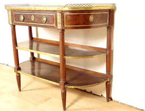 Louis XVI Half-moon console Mahogany White marble Gilt brass 18th century