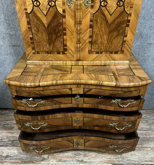 Baroque cabinet with secrets Louis XIV period in precious wood marquetry circa 1700