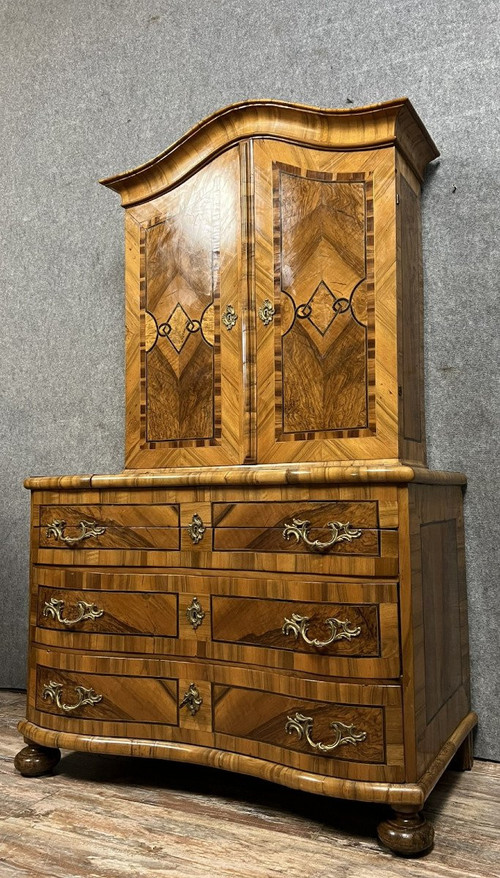 Baroque cabinet with secrets Louis XIV period in precious wood marquetry circa 1700