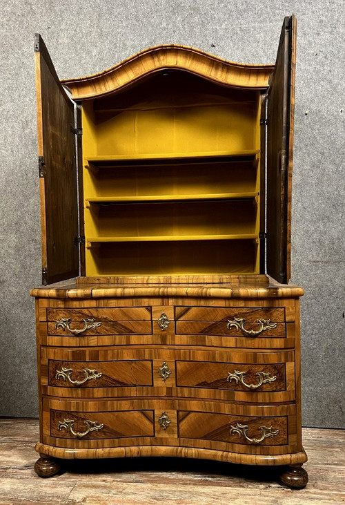 Baroque cabinet with secrets Louis XIV period in precious wood marquetry circa 1700