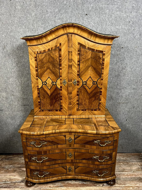 Baroque cabinet with secrets Louis XIV period in precious wood marquetry circa 1700