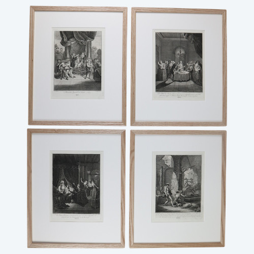 Don Quixote Suite Of 31 Engravings By Charles Coypel, 18th Century, In A Modern Frame