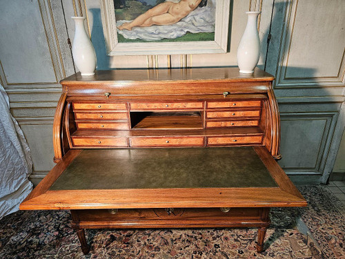 Blond Walnut Louis XVI Cylinder Desk